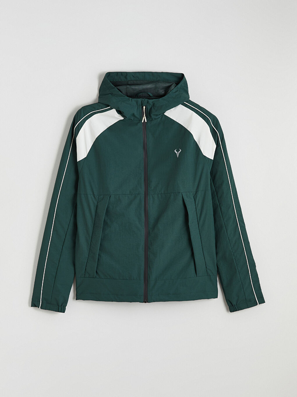 Yeşil Rahat Kalıp Kapüşonlu Erkek Mont-5