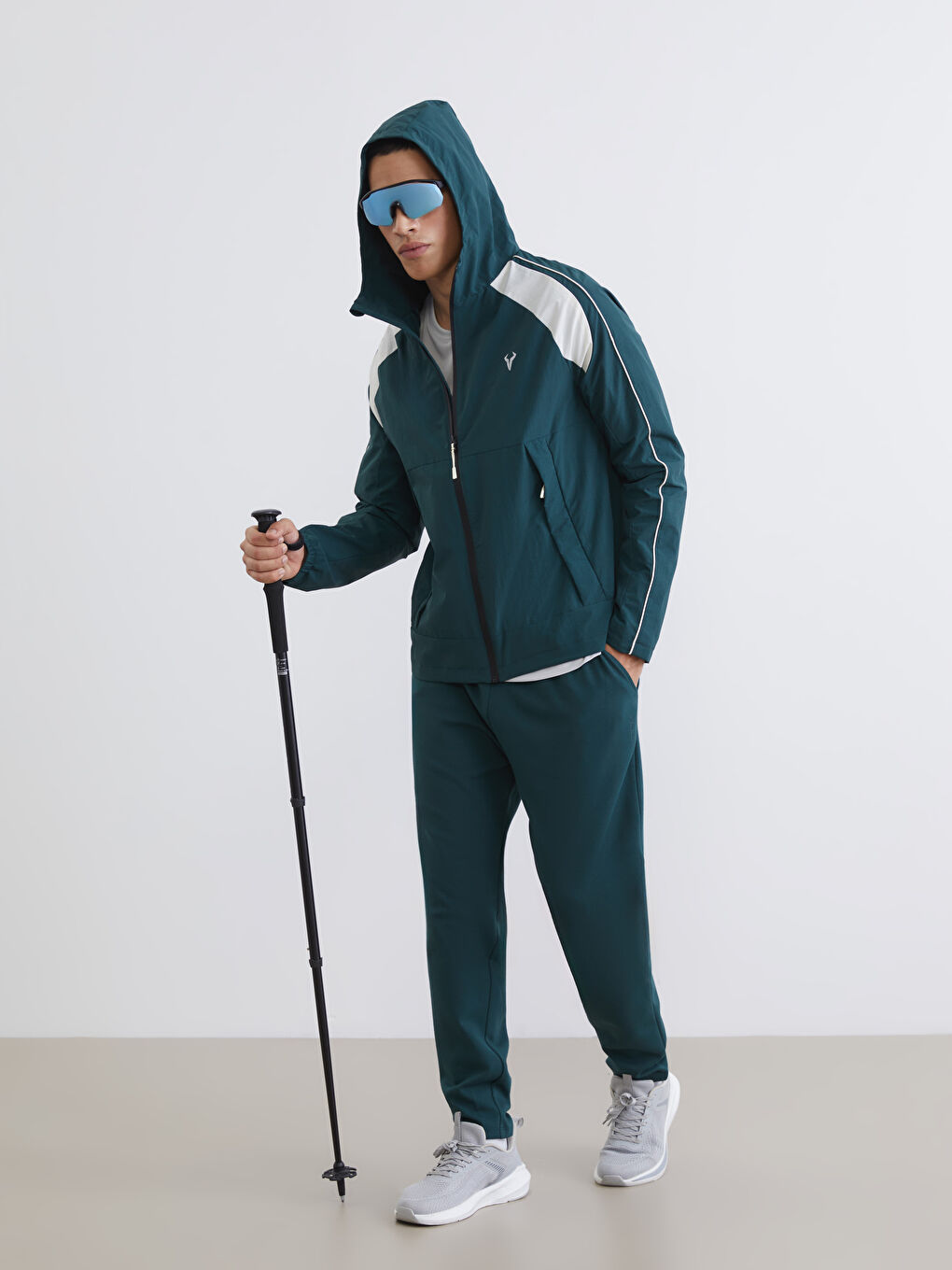 Yeşil Rahat Kalıp Kapüşonlu Erkek Mont-1