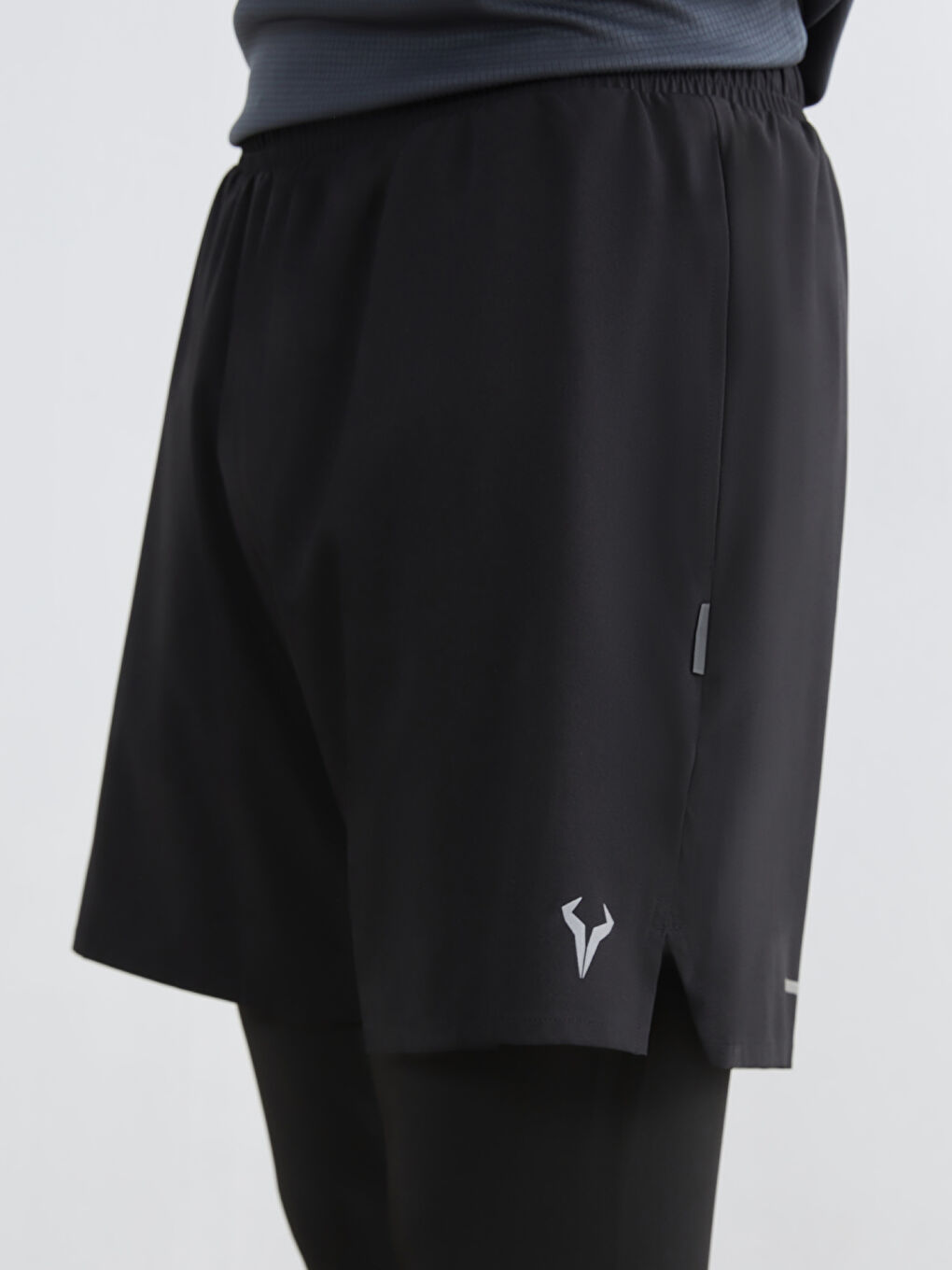 Siyah Standart Kalıp Erkek Taytlı Şort-2