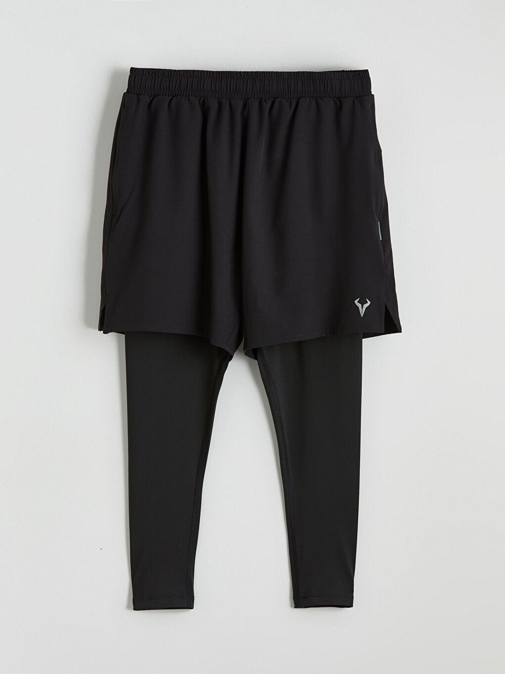 Siyah Standart Kalıp Erkek Taytlı Şort-4