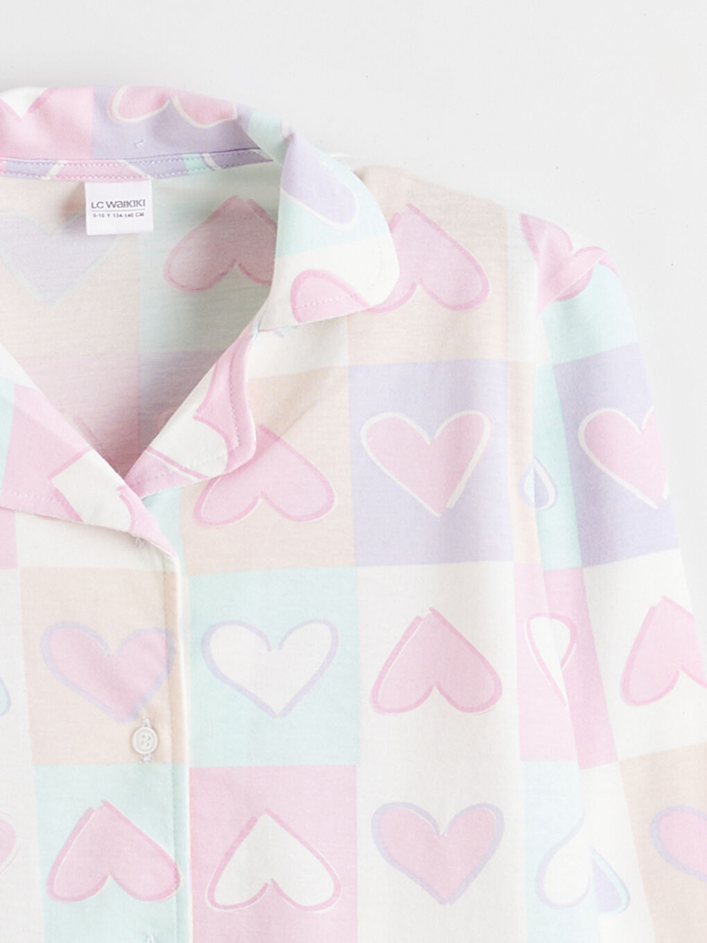 طقم بيجامة للبنات بياقة القميص-2