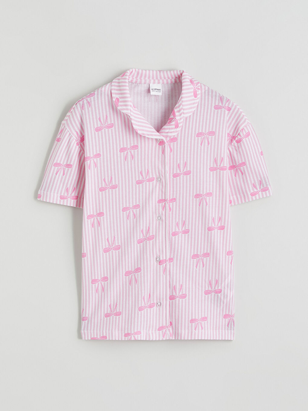 طقم بيجامة قصيرة للبنات بياقة قميص-1