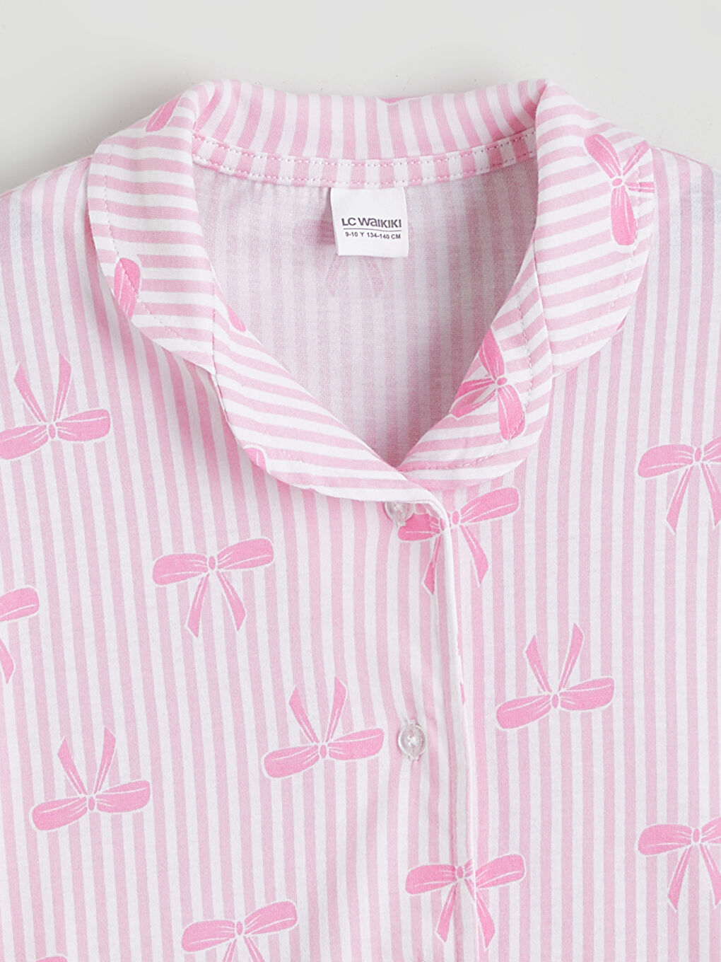 طقم بيجامة قصيرة للبنات بياقة قميص-2