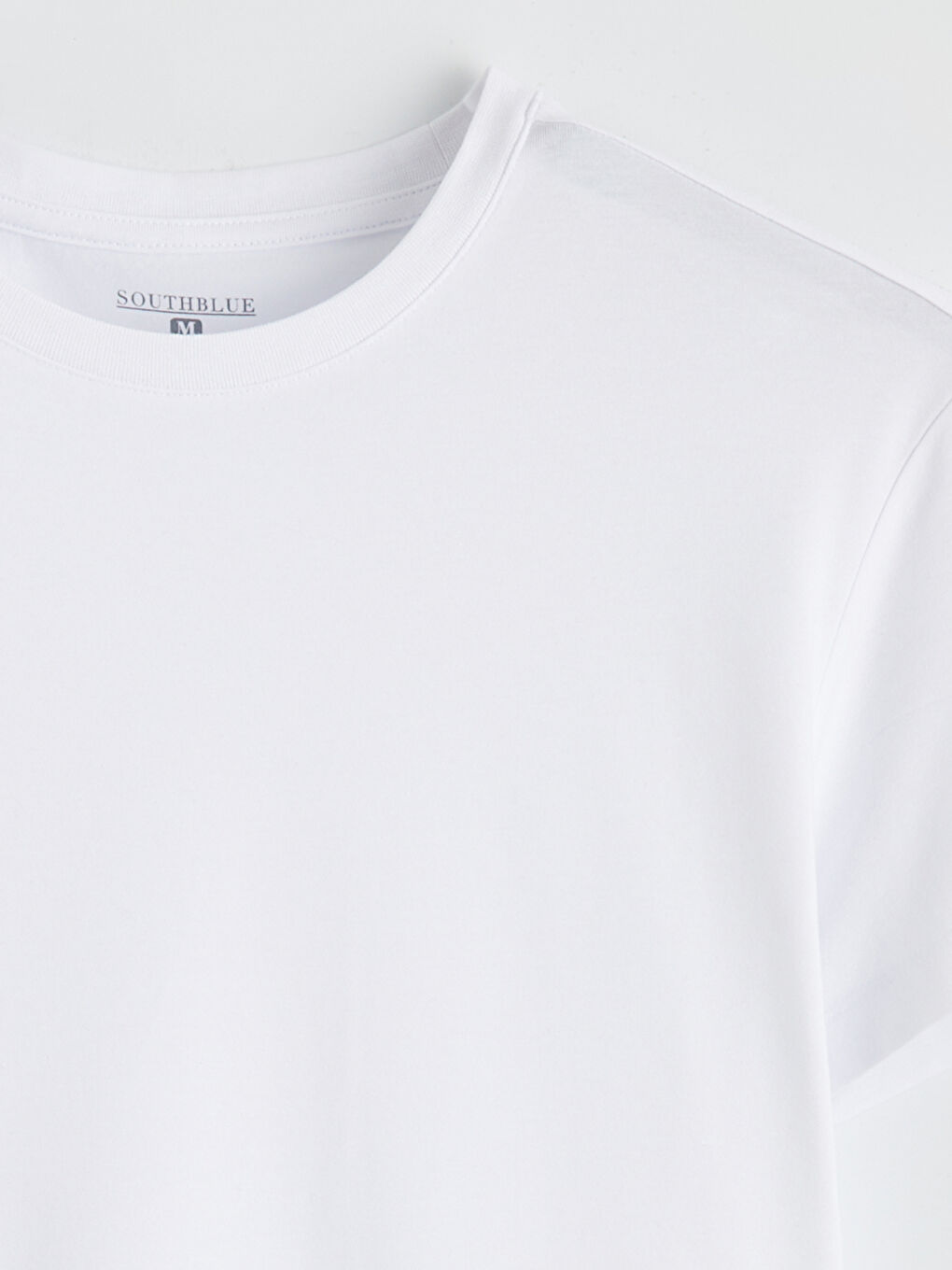 Beyaz Bisiklet Yaka Kısa Kollu Erkek Tişört-1