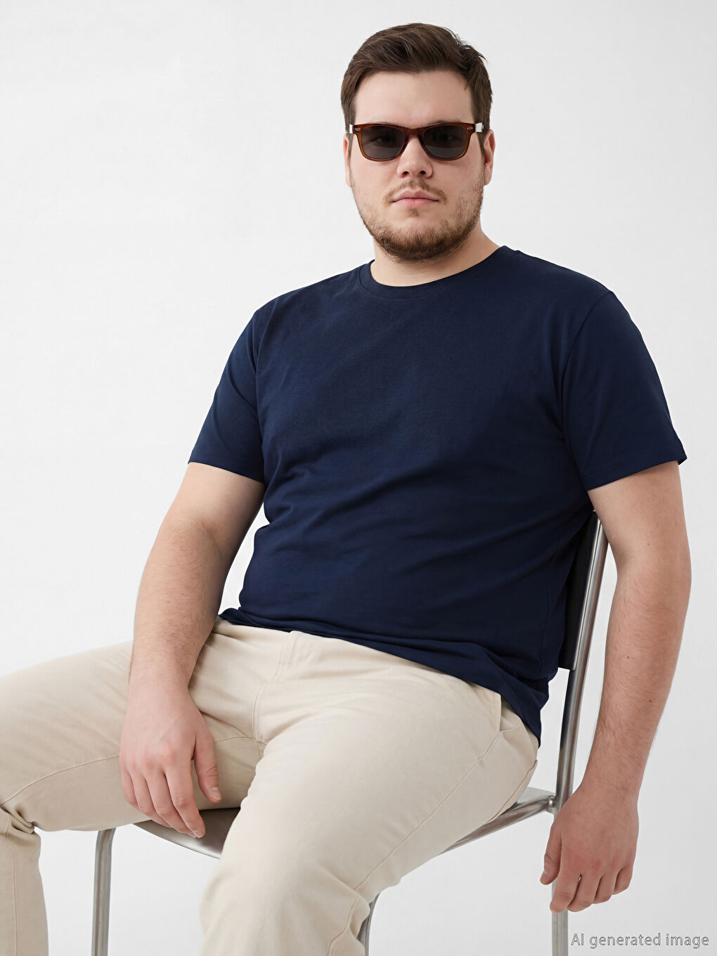 Lacivert Bisiklet Yaka Erkek Pijama Üst-1