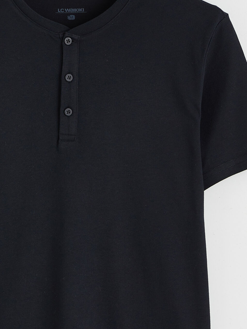 Siyah Bisiklet Yaka Kısa Kollu Erkek Pijama Üst-5