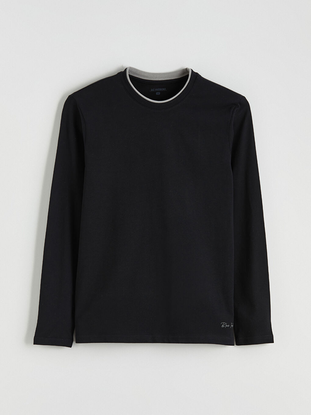 Siyah Bisiklet Yaka Erkek Pijama Üst-5