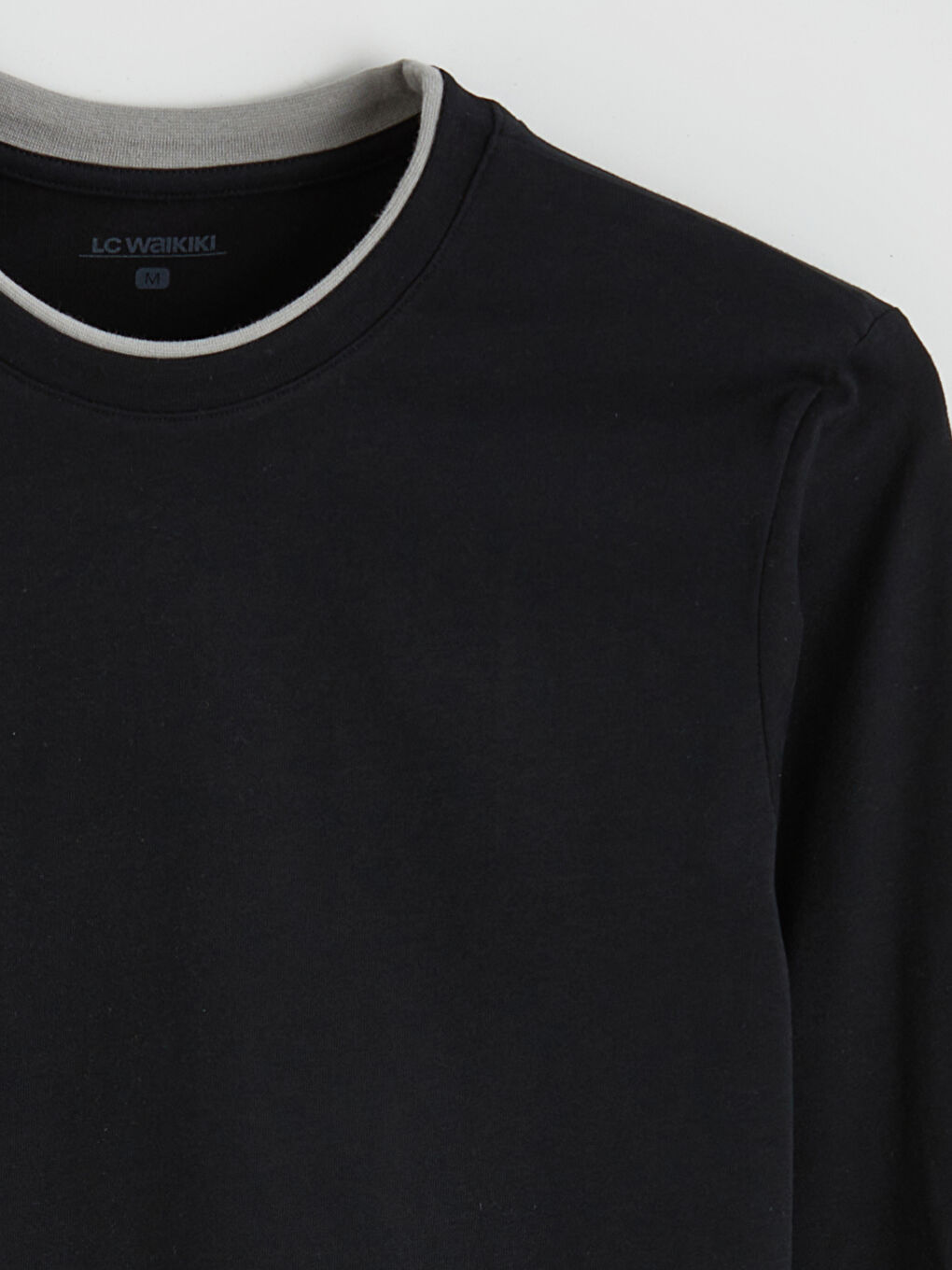 Siyah Bisiklet Yaka Erkek Pijama Üst-6