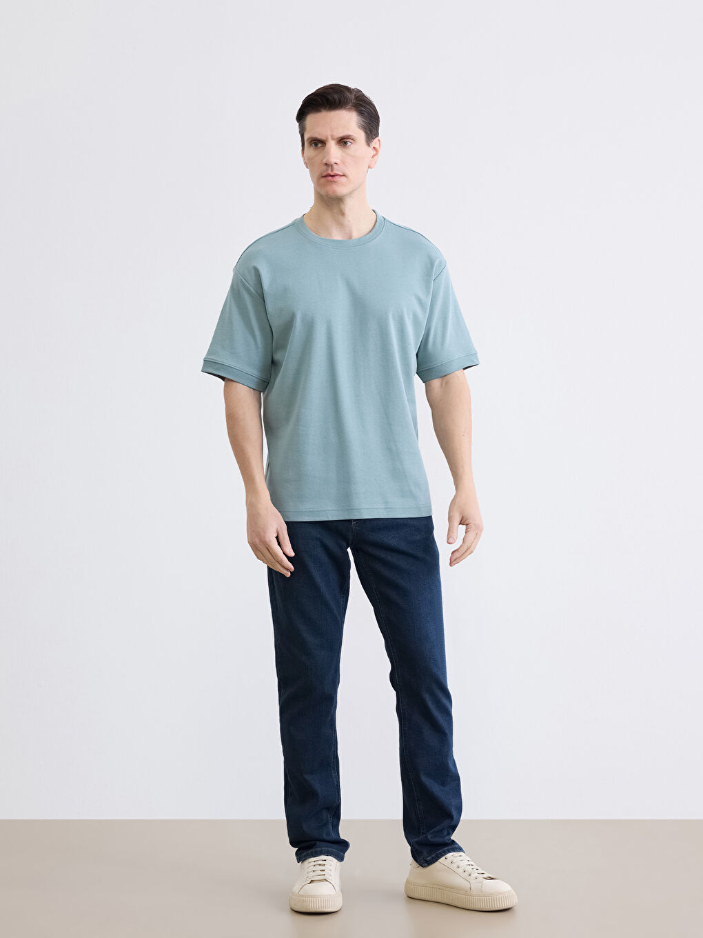 Bisiklet Yaka Kısa Kollu Erkek Pijama Üst-1