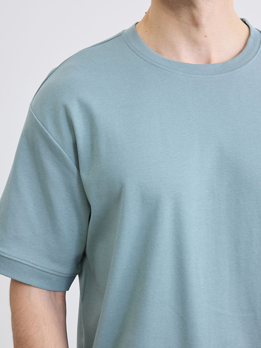 Bisiklet Yaka Kısa Kollu Erkek Pijama Üst-2