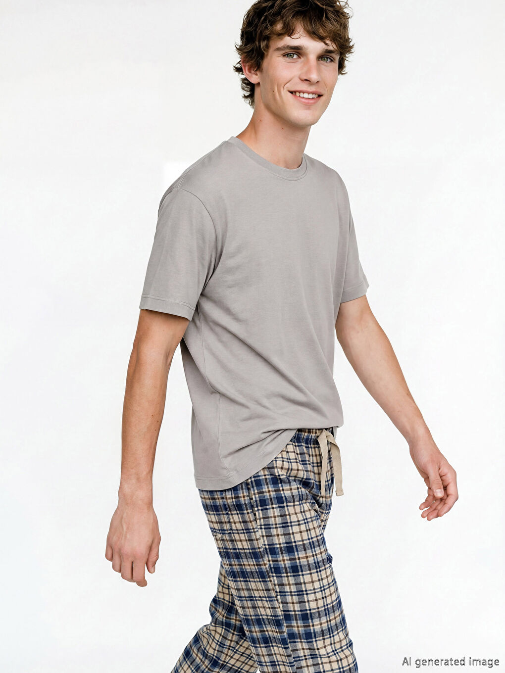Haut de pyjama pour homme à manches courtes à col rond