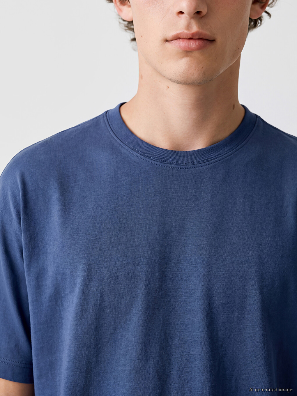 İndigo Bisiklet Yaka Kısa Kollu Erkek Pijama Üst-2