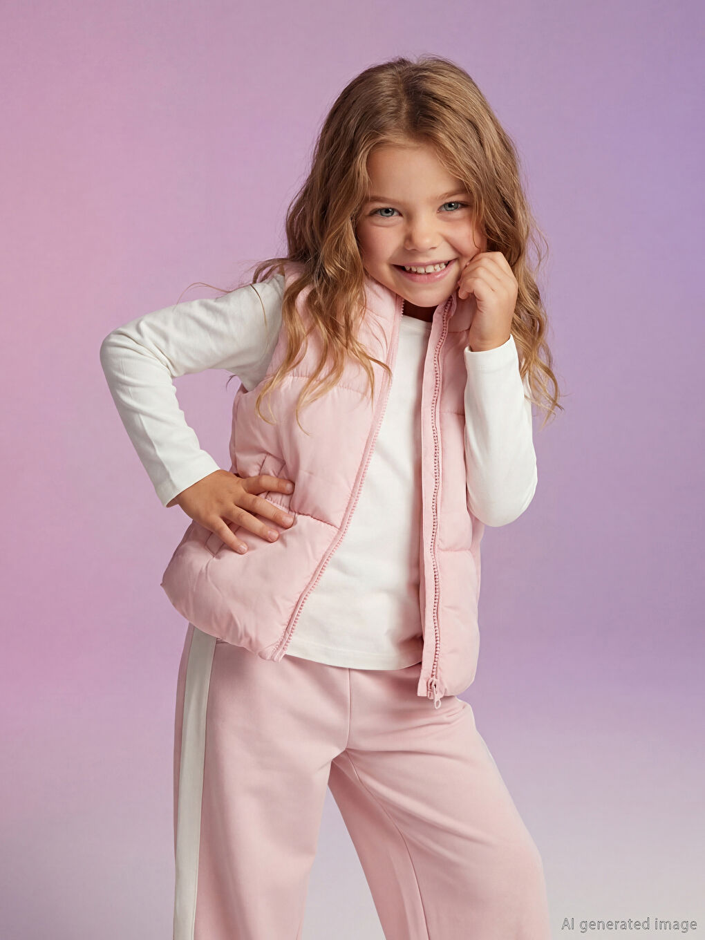 سترة منفوخة للبنات بياقة قمعية-1