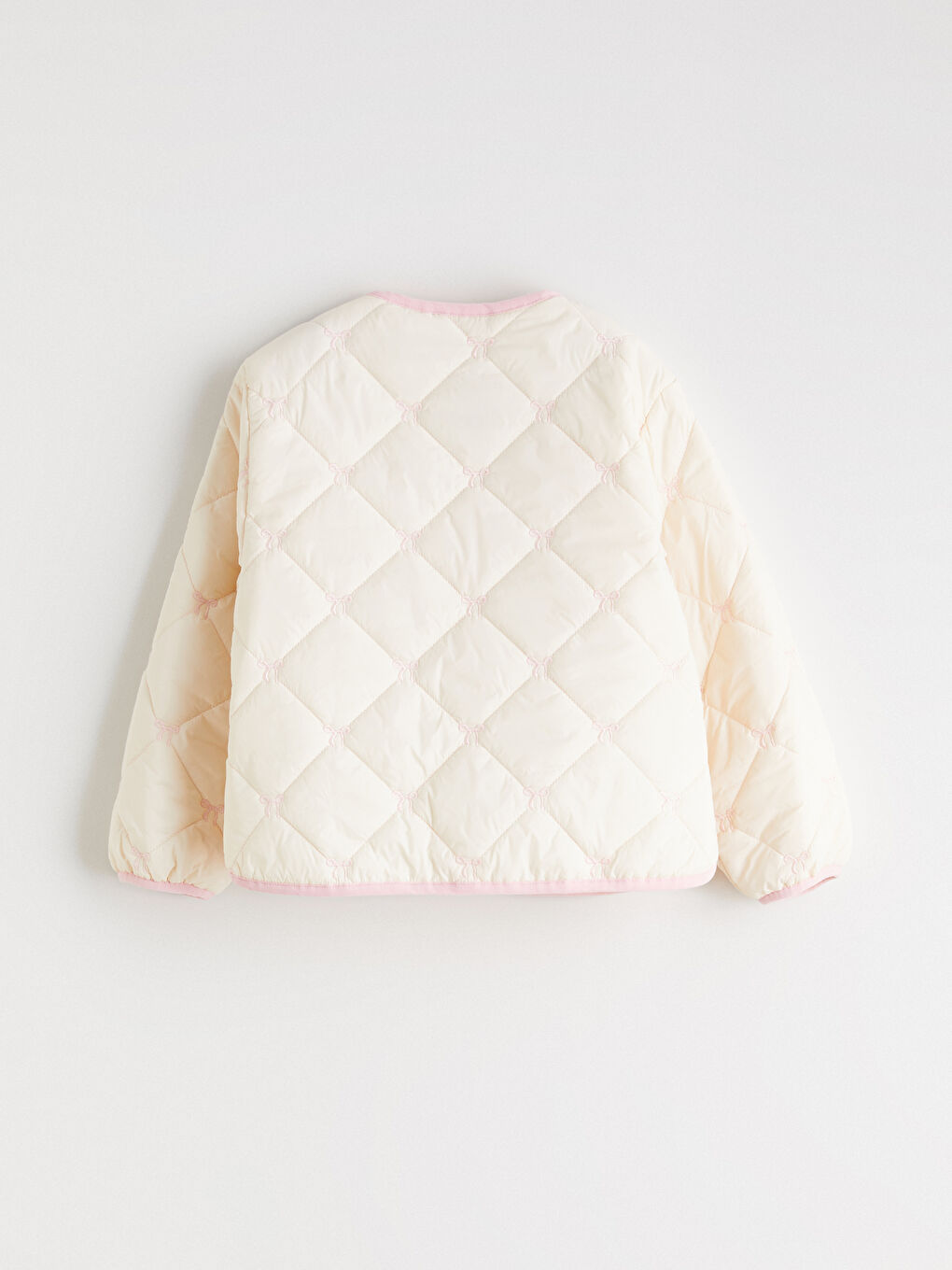 Bej Fiyonk Nakışlı Kız Çocuk Mont-3