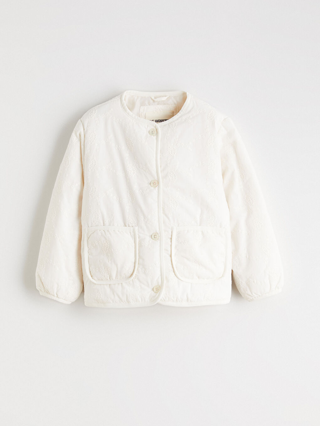 Ekru Çiçekli Kız Çocuk Mont-1