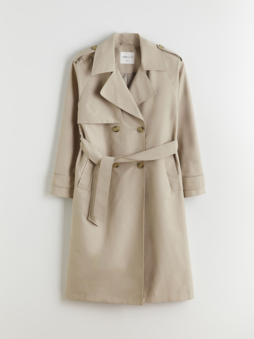 Bej Kruvaze Yaka Kadın Trençkot-5