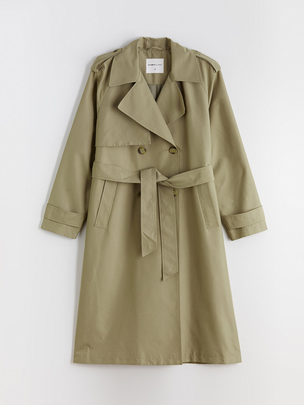 Yeşil Kruvaze Yaka Kadın Trençkot-5