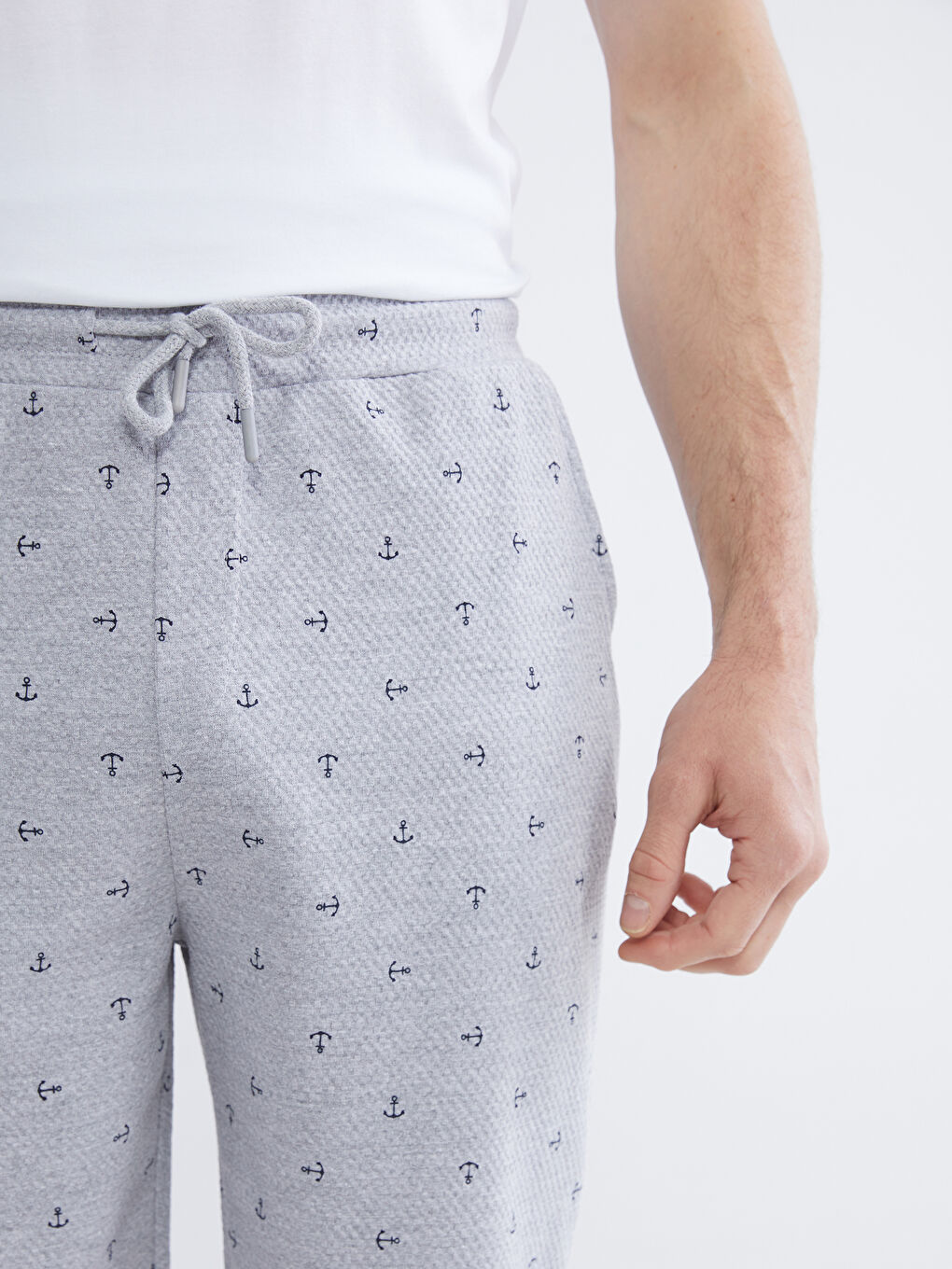 Gri Standart Kalıp Desenli Pijama Alt Şort-3