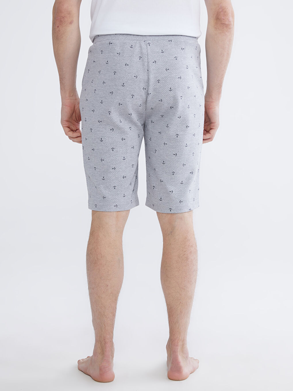 Gri Standart Kalıp Desenli Pijama Alt Şort-4