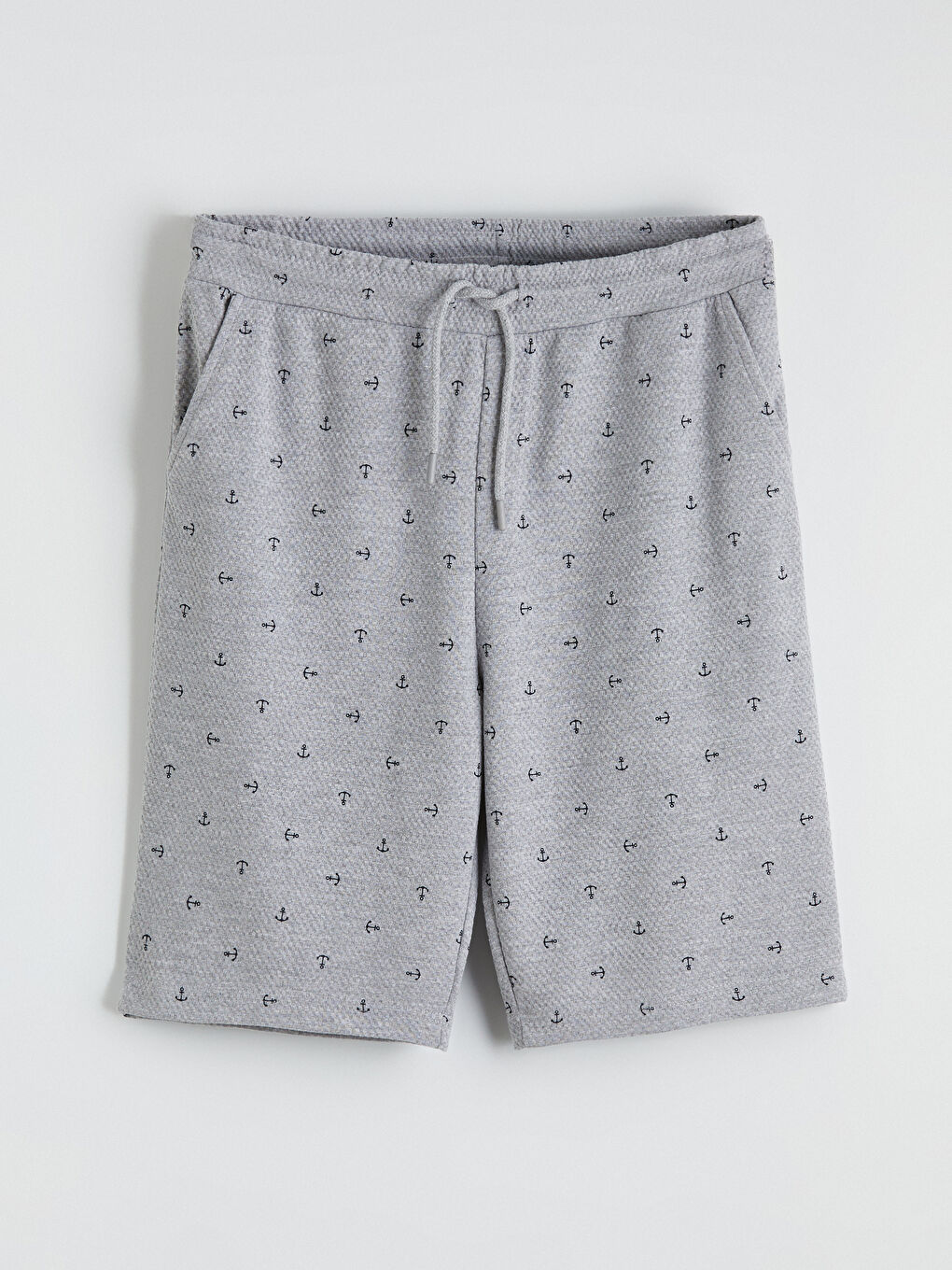 Gri Standart Kalıp Desenli Pijama Alt Şort