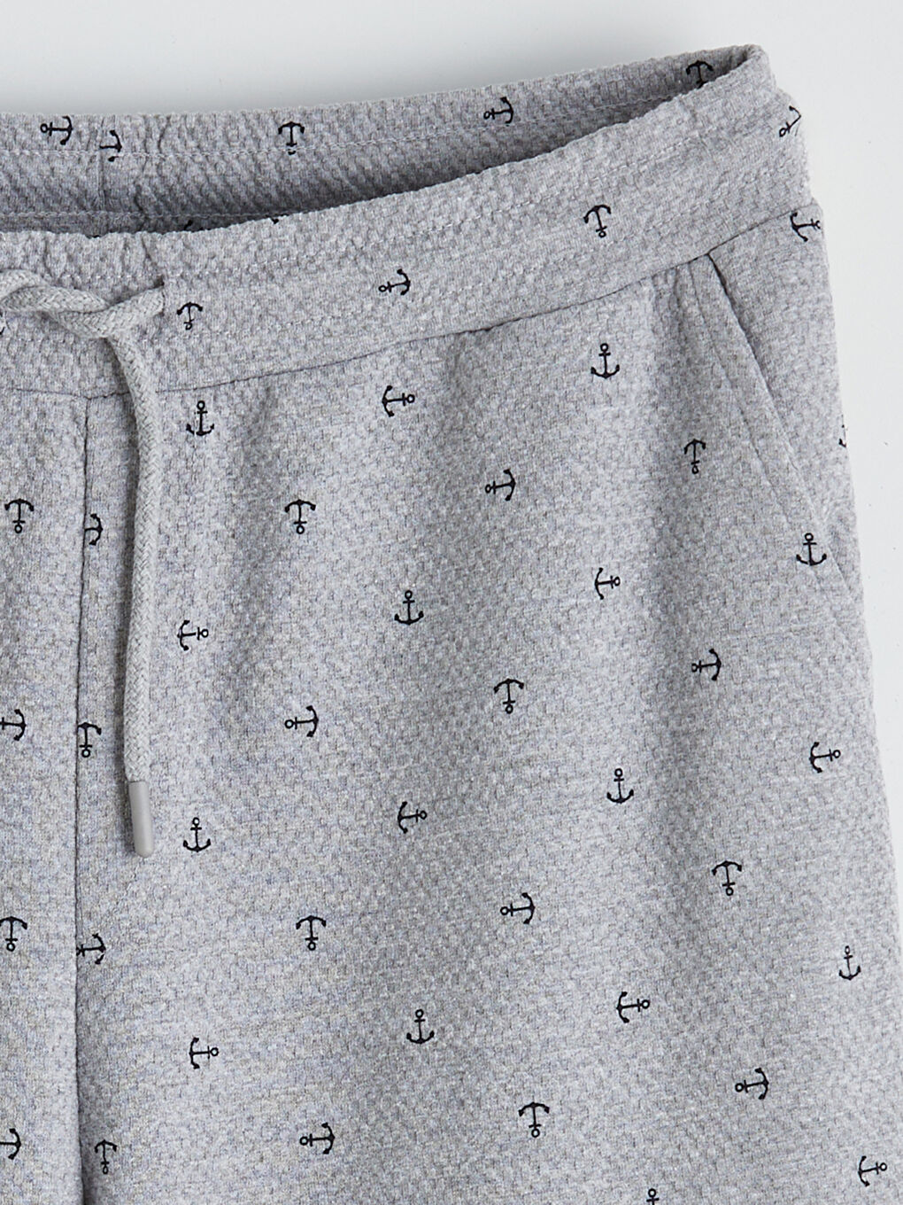 Gri Standart Kalıp Desenli Pijama Alt Şort-1