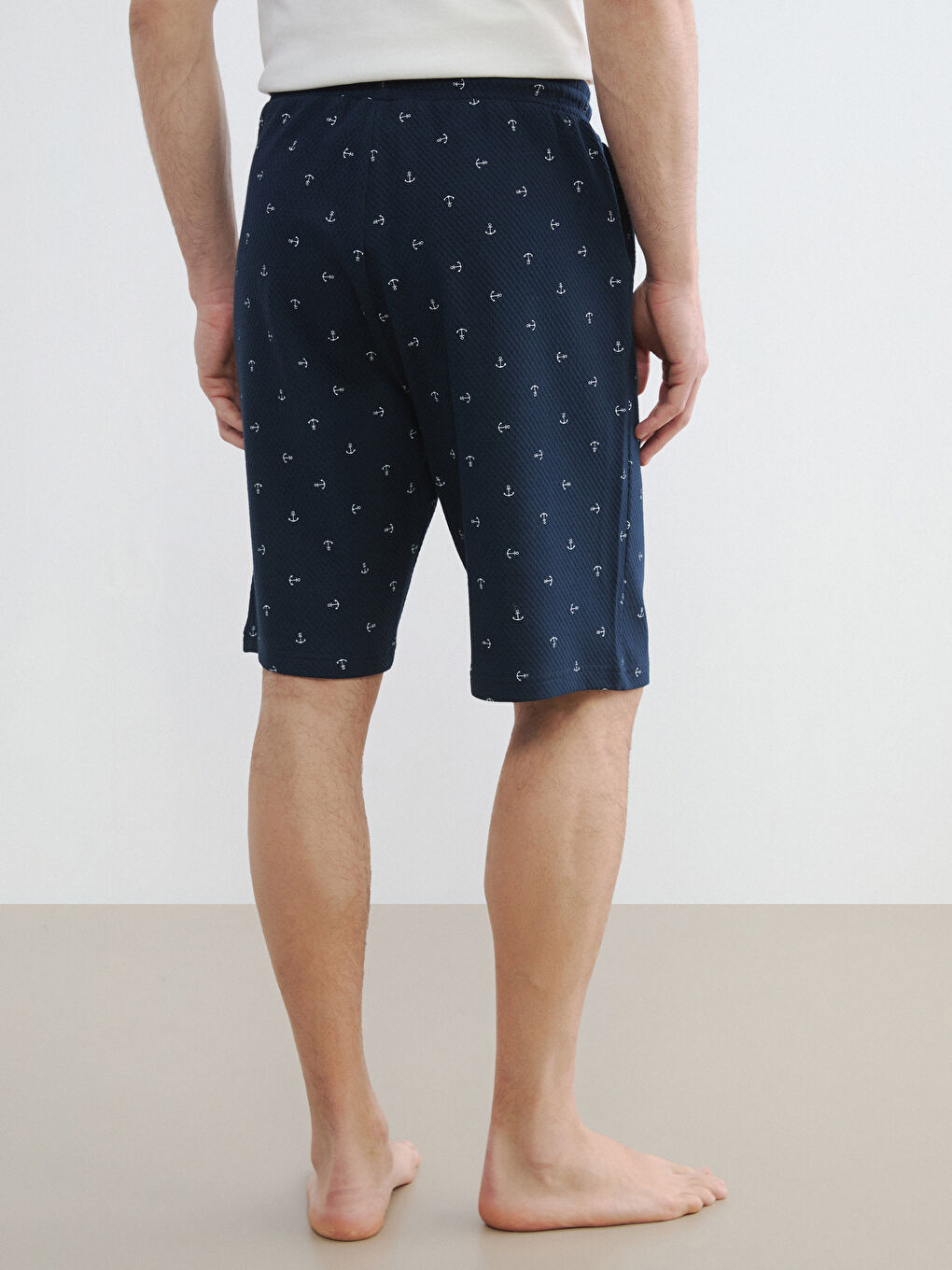 Lacivert Standart Kalıp Desenli Pijama Alt Şort-4