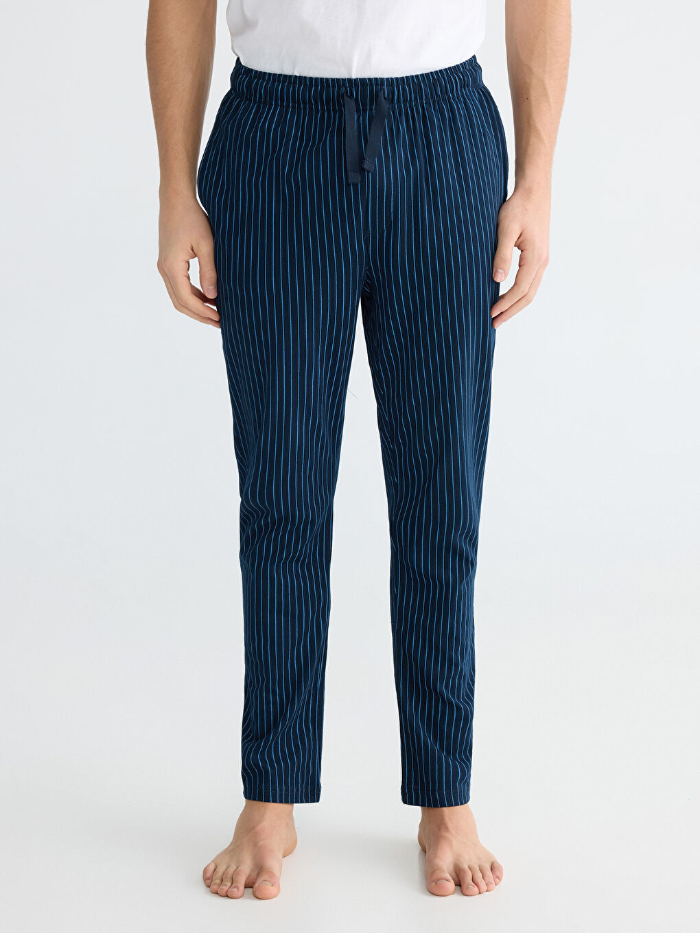 Lacivert Standart Kalıp Çizgili Erkek Pijama Altı-1