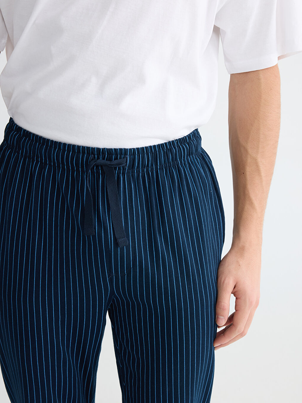 Lacivert Standart Kalıp Çizgili Erkek Pijama Altı-2