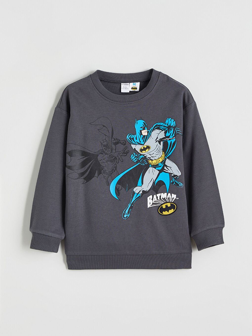 Gri Batman Baskılı Erkek Çocuk Sweatshirt-1