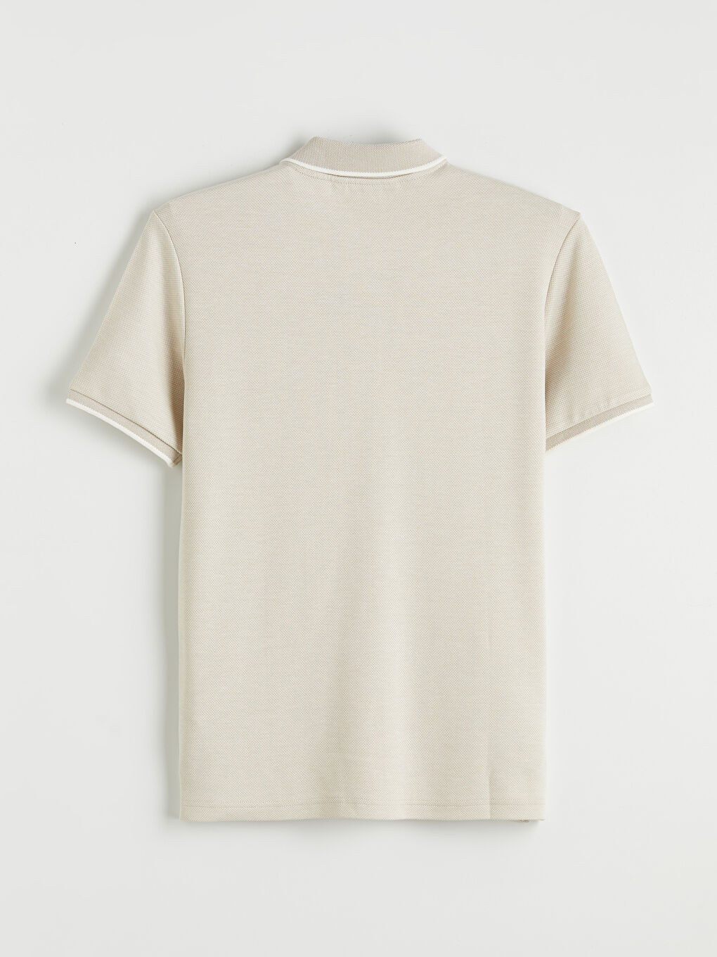 Bej Polo Yaka Erkek Dokulu Tişört-6