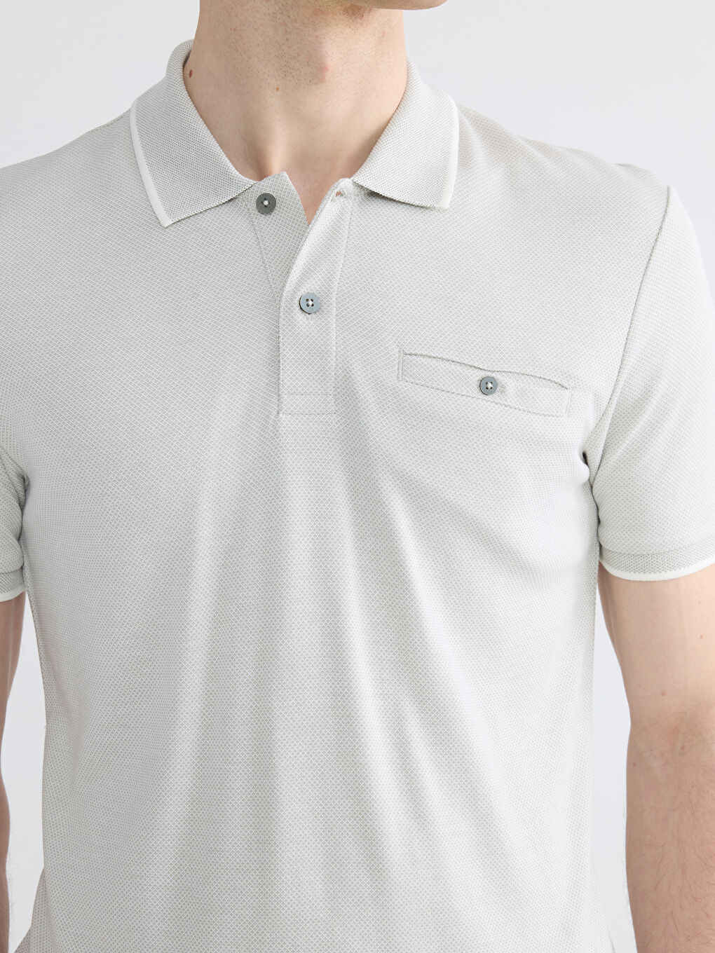 Yeşil Polo Yaka Erkek Dokulu Tişört-2