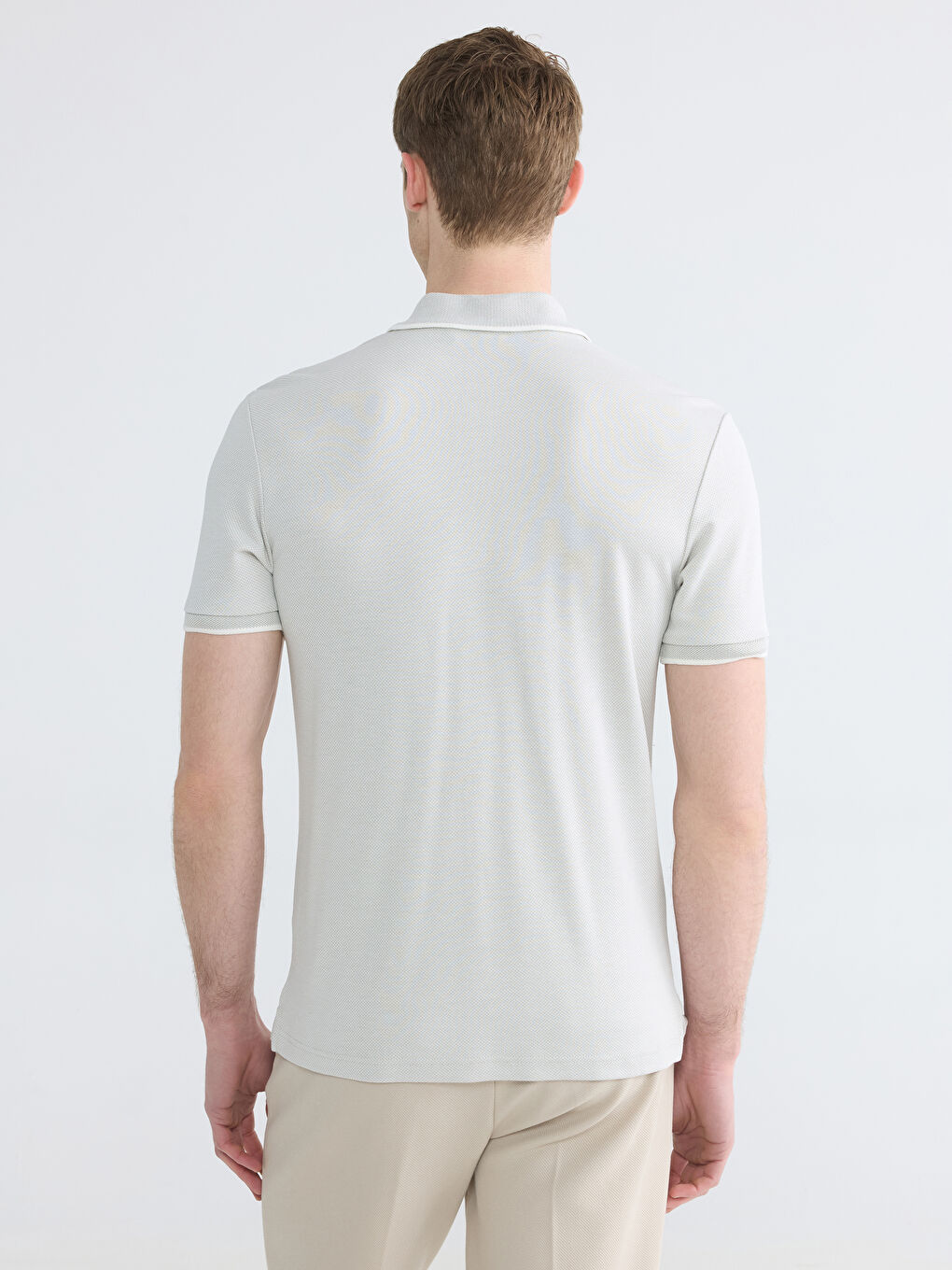 Yeşil Polo Yaka Erkek Dokulu Tişört-3