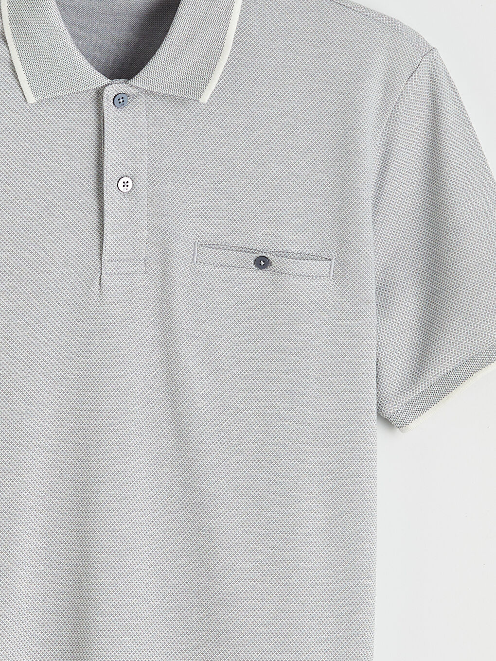 İndigo Polo Yaka Erkek Dokulu Tişört-5