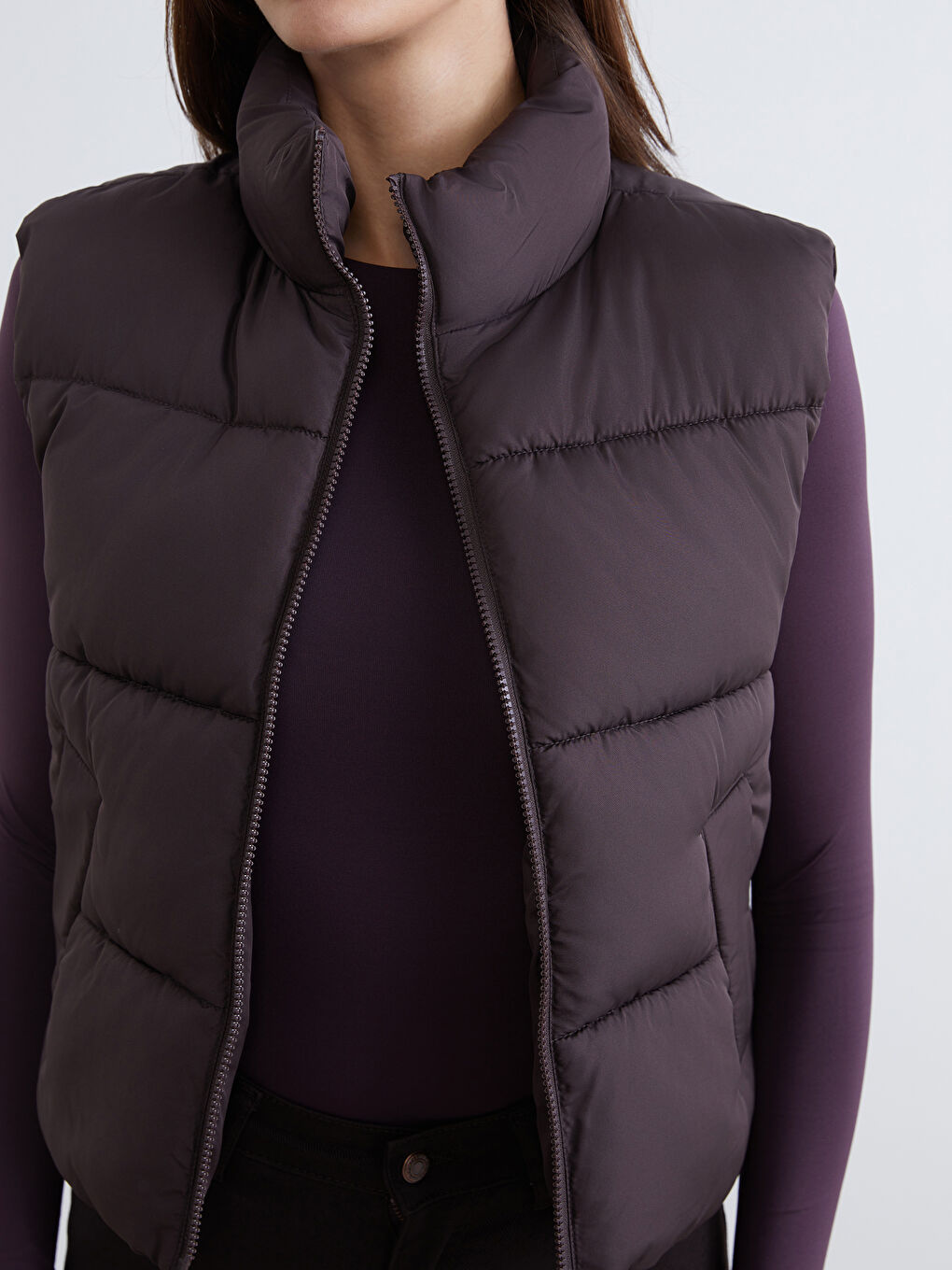 Funnel Neck Women's Puffer Gilet-2