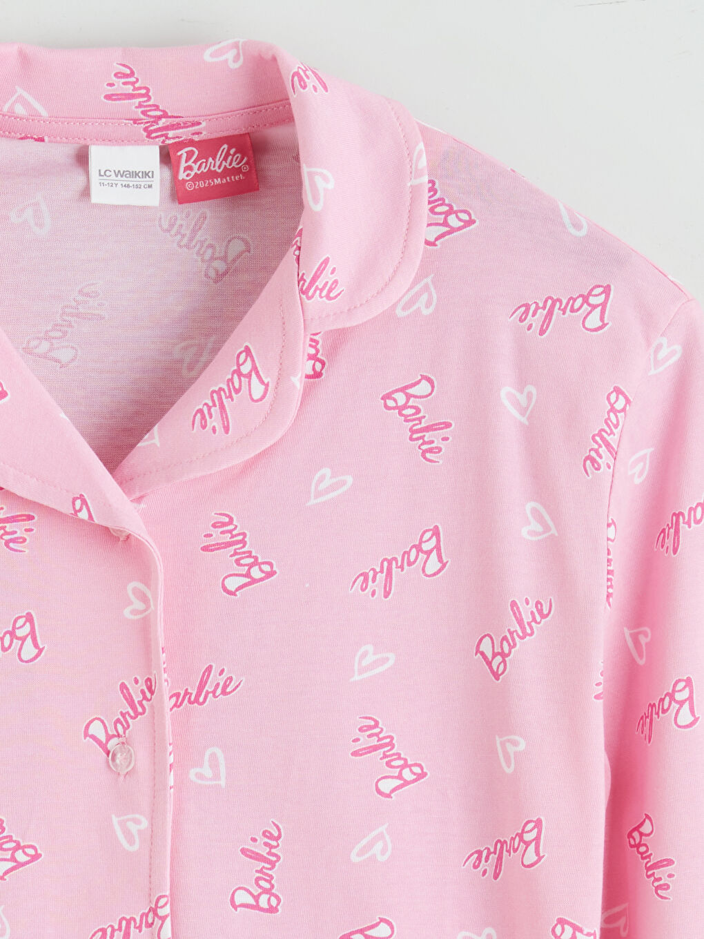 طقم بيجامة ياقة القميص باربي مطبوع للبنات-2