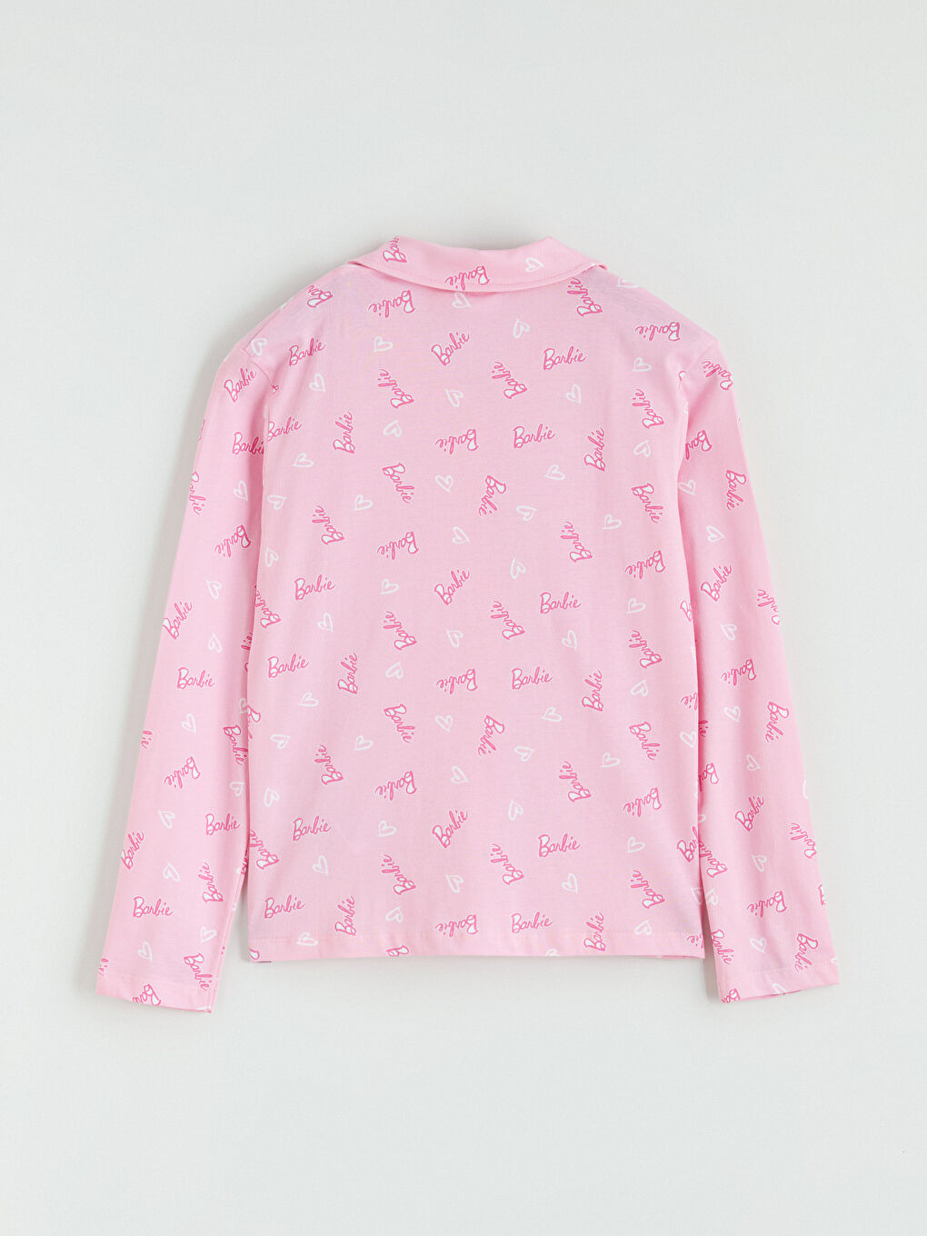 طقم بيجامة ياقة القميص باربي مطبوع للبنات-3