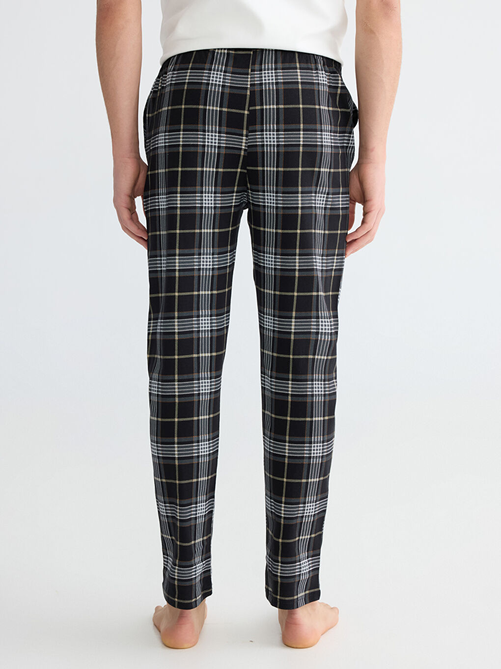 Siyah Standart Kalıp Ekose Erkek Pijama Altı-3