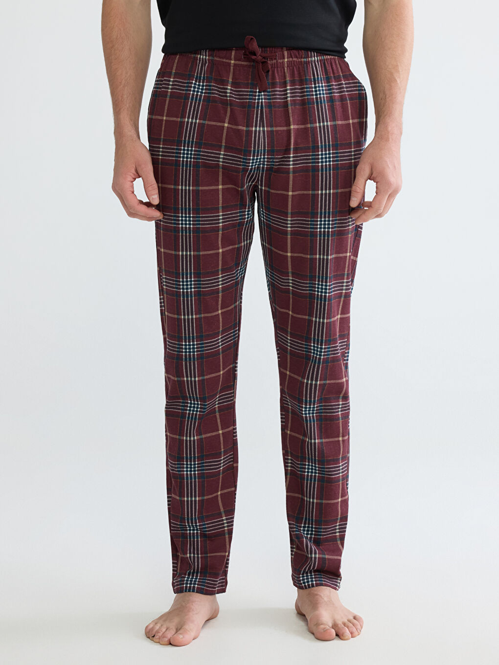 Классический крой клетчатые мужские пижамные брюки-1