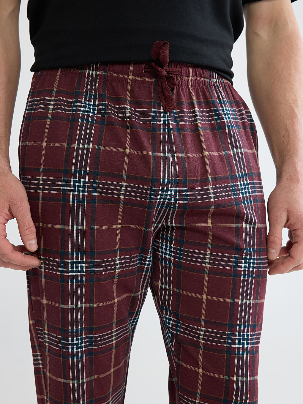 Классический крой клетчатые мужские пижамные брюки-2