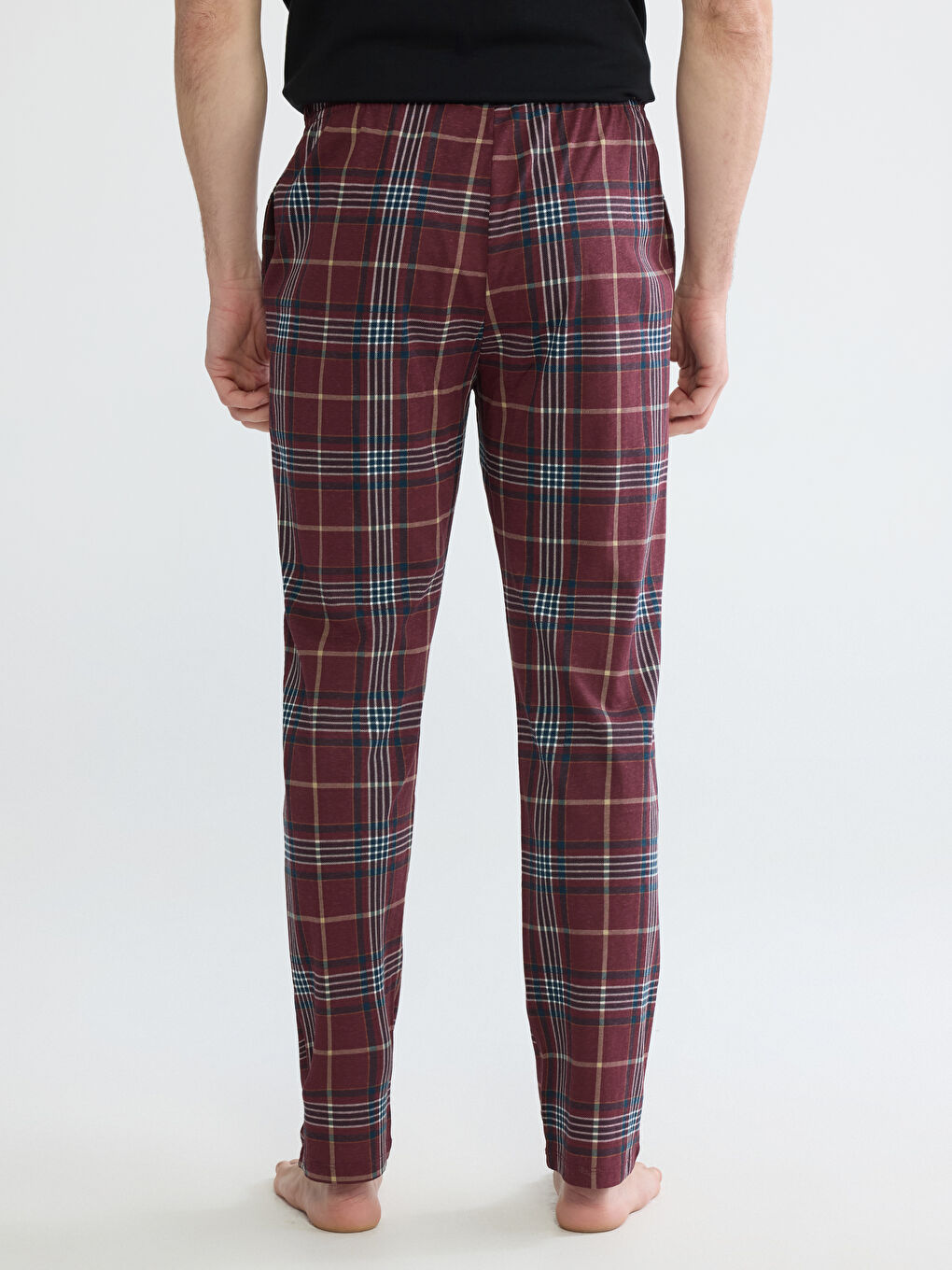 Классический крой клетчатые мужские пижамные брюки-3