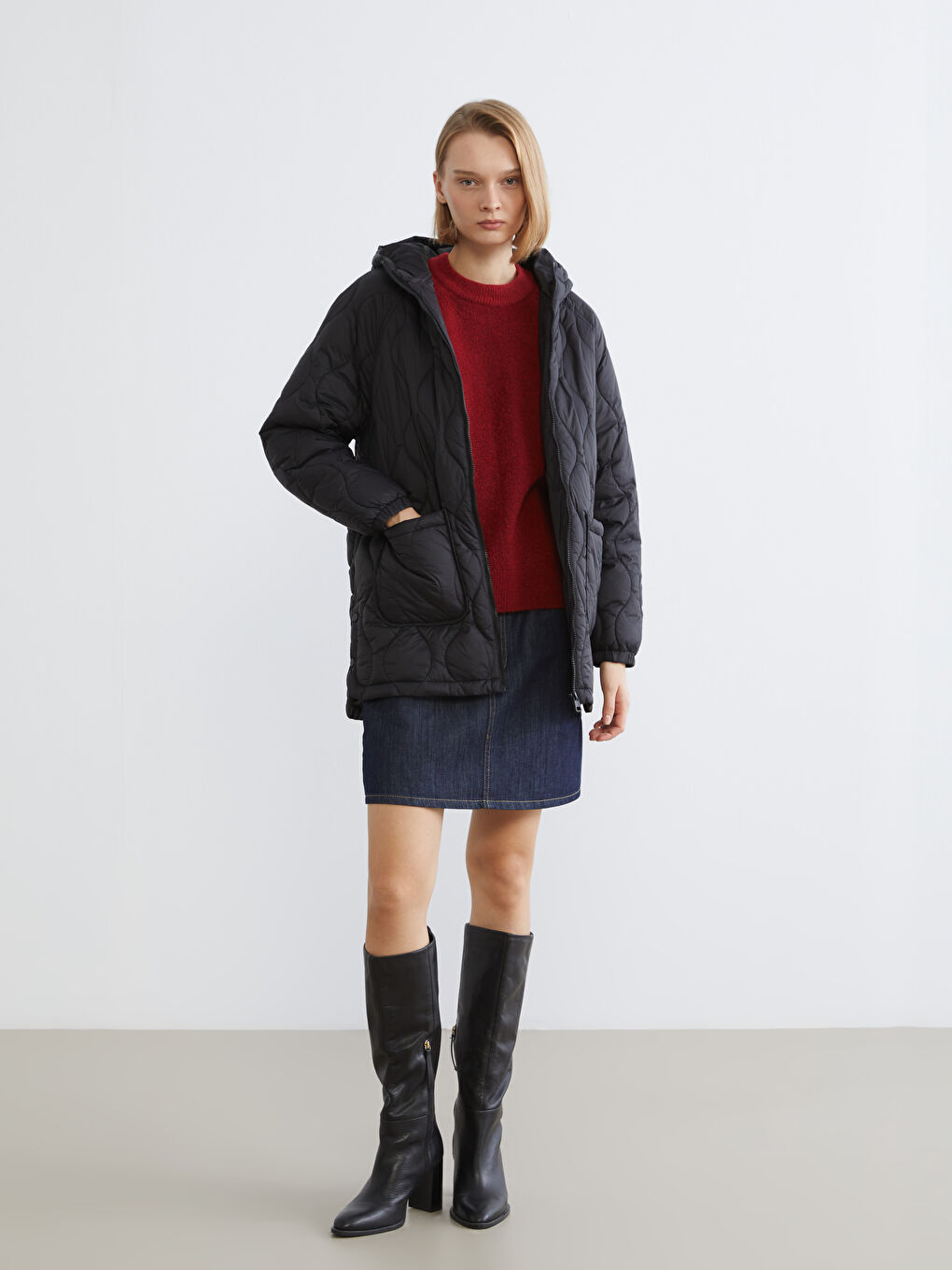 Hooded Quilted Women's Puffer Coat-1