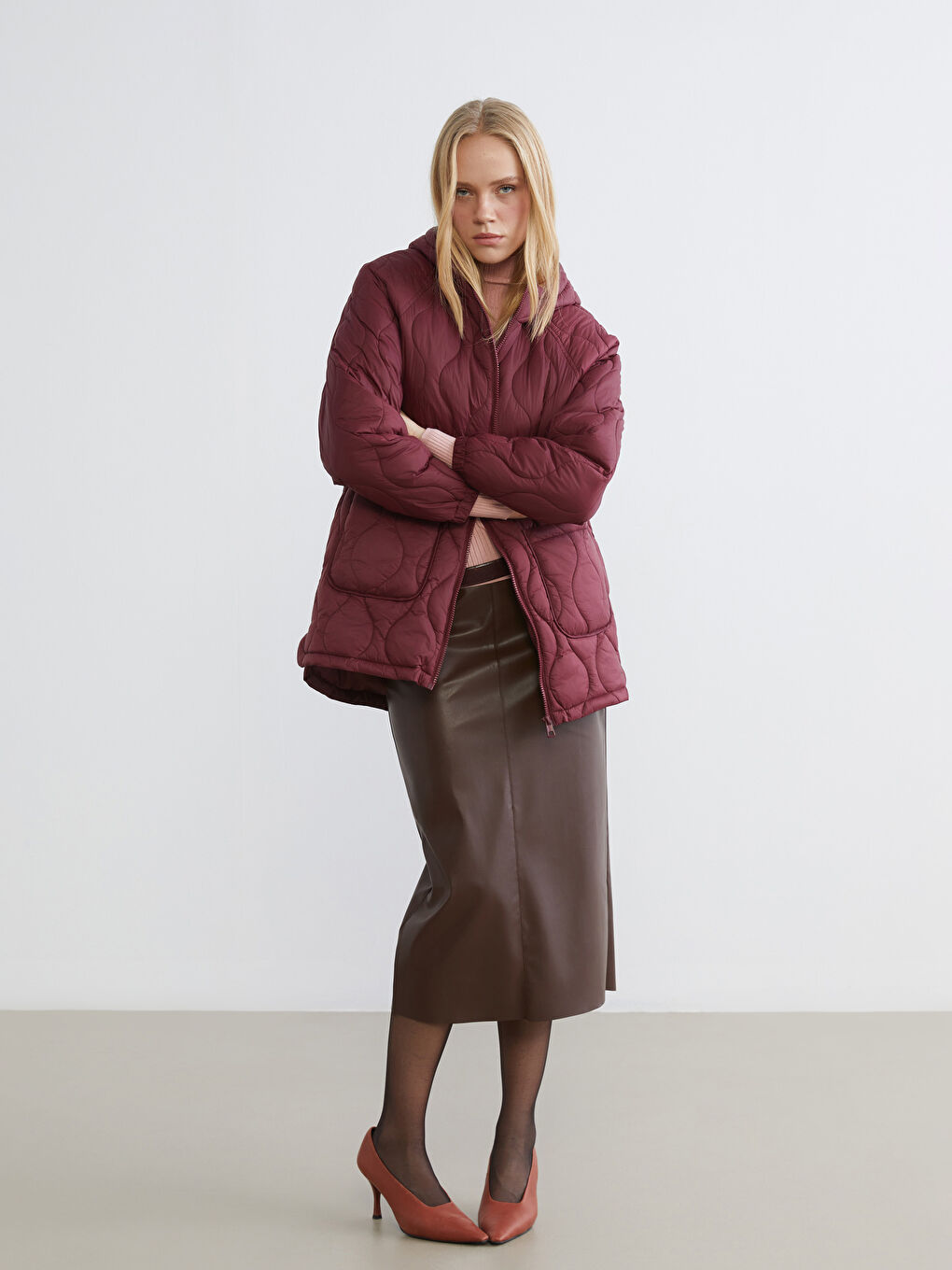 Hooded Quilted Women's Puffer Coat-1