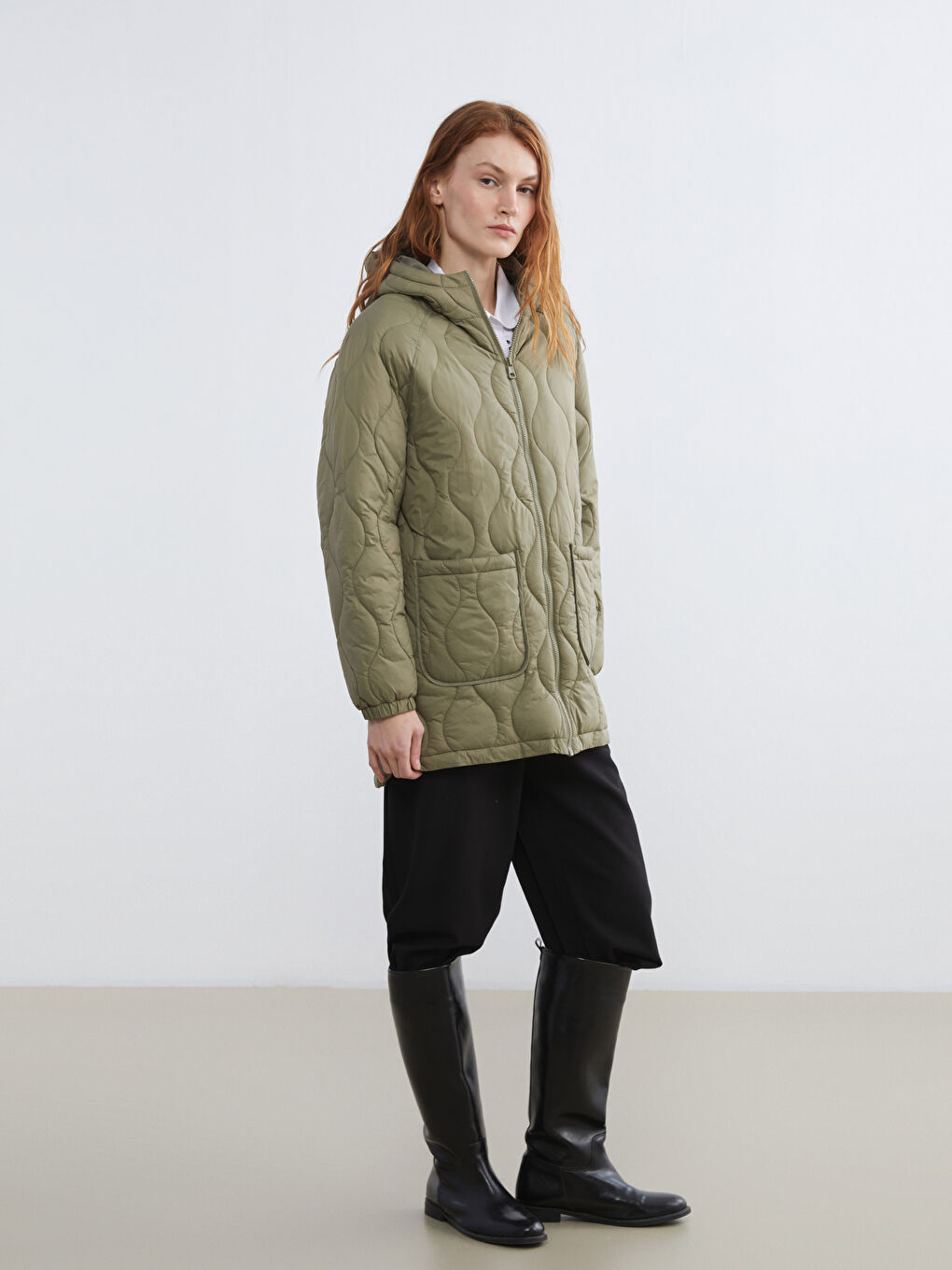 Hooded Quilted Women's Puffer Coat-1