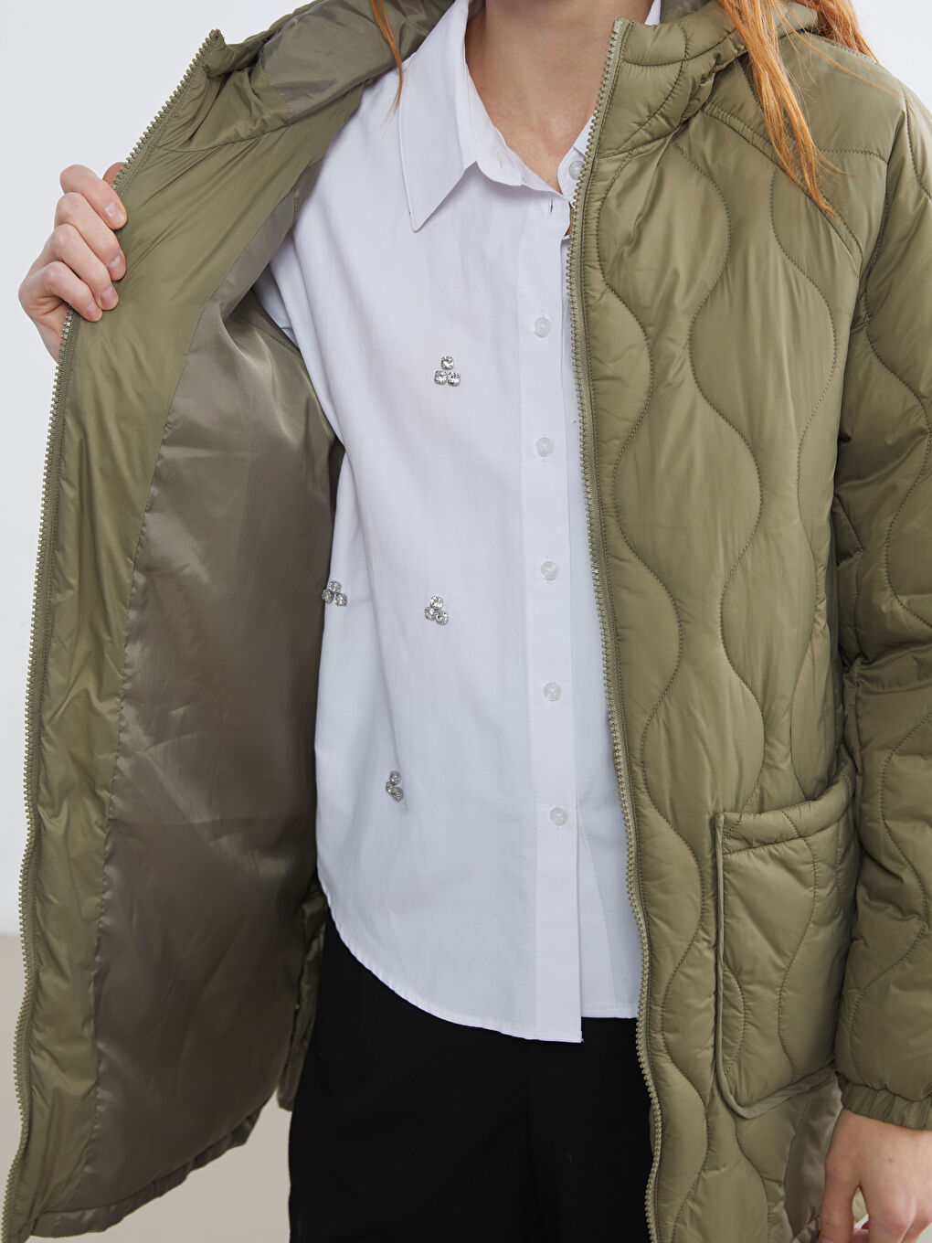 Hooded Quilted Women's Puffer Coat-2