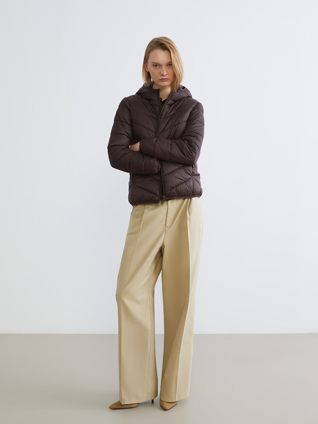 Woman BROWN Puffer Coat-1