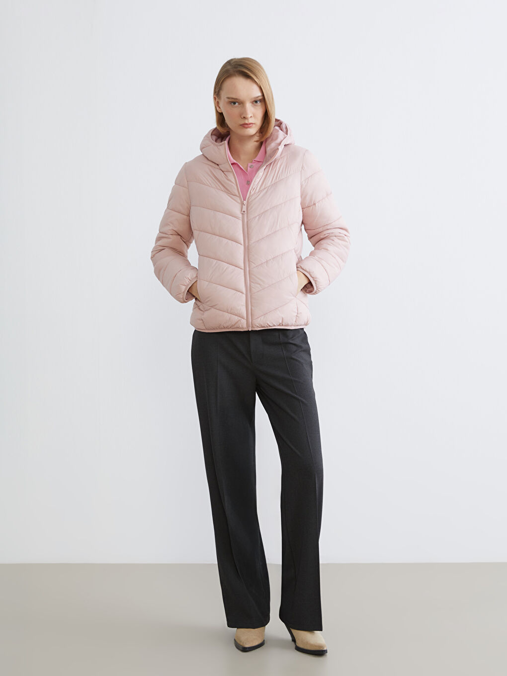 Woman PINK Puffer Coat-1