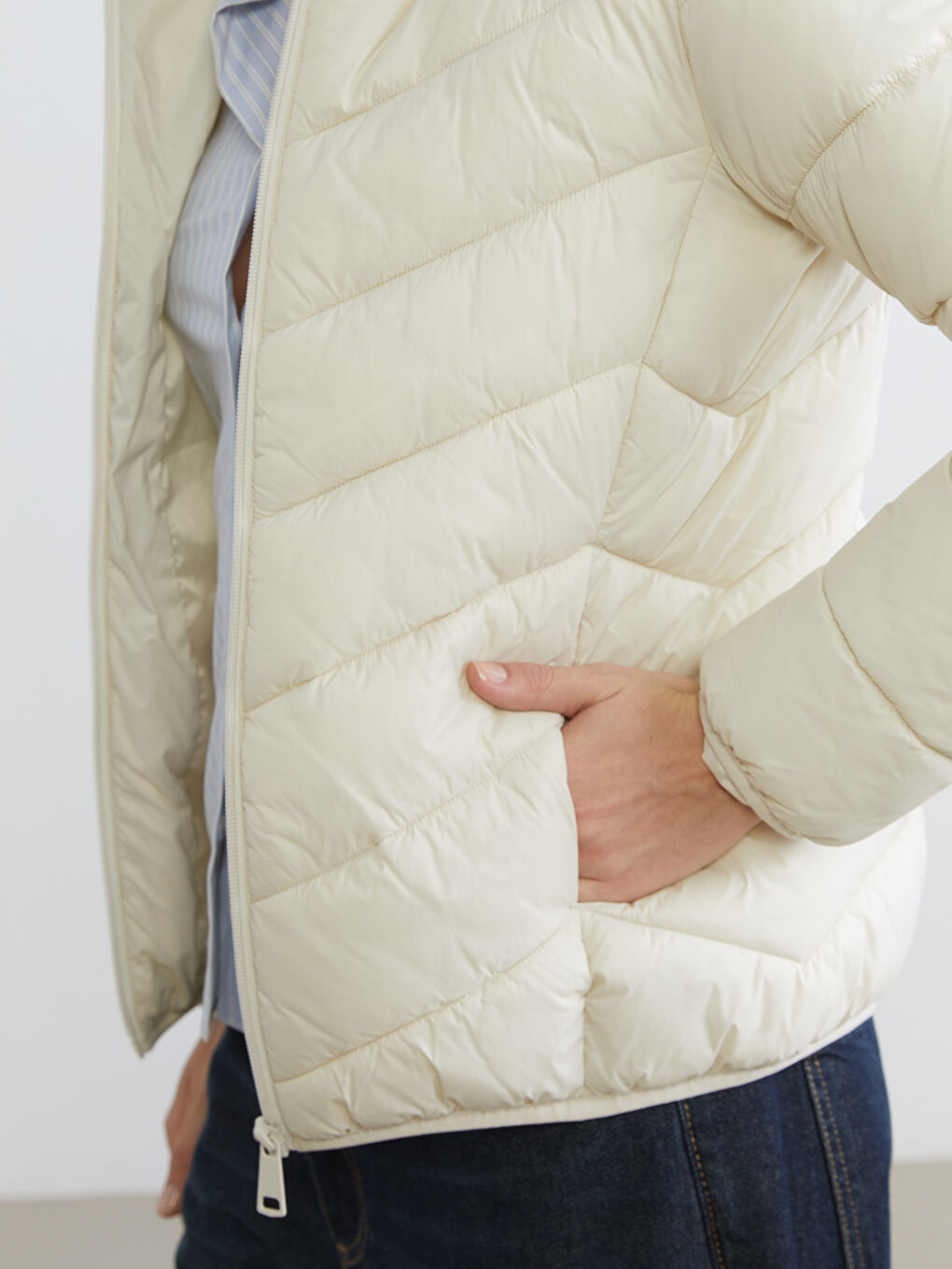 Woman ECRU Puffer Coat-2