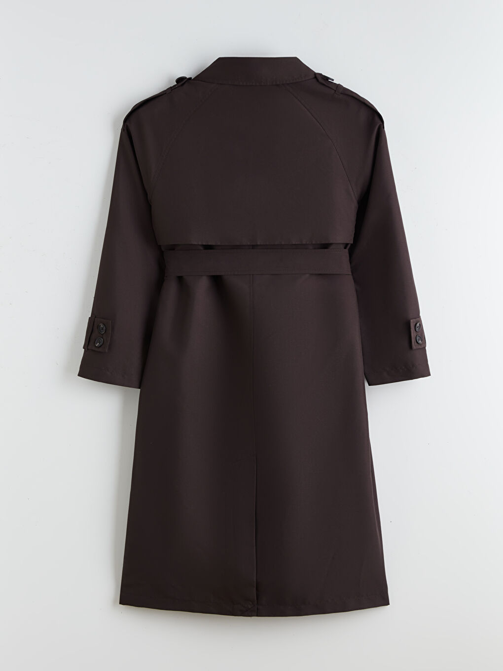 Kahverengi Kruvaze Yaka Kadın Trençkot-6