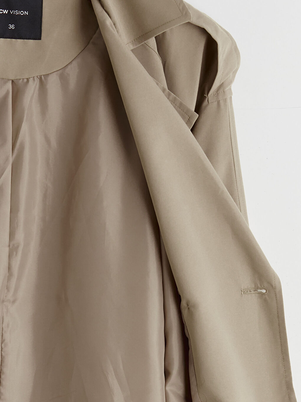 Bej Kruvaze Yaka Kadın Trençkot-6