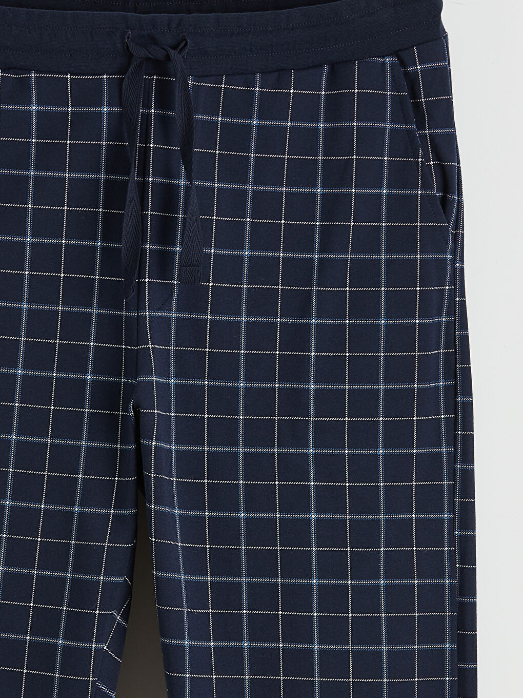 Lacivert Standart Kalıp Ekose Desenli Erkek Pijama Alt-1